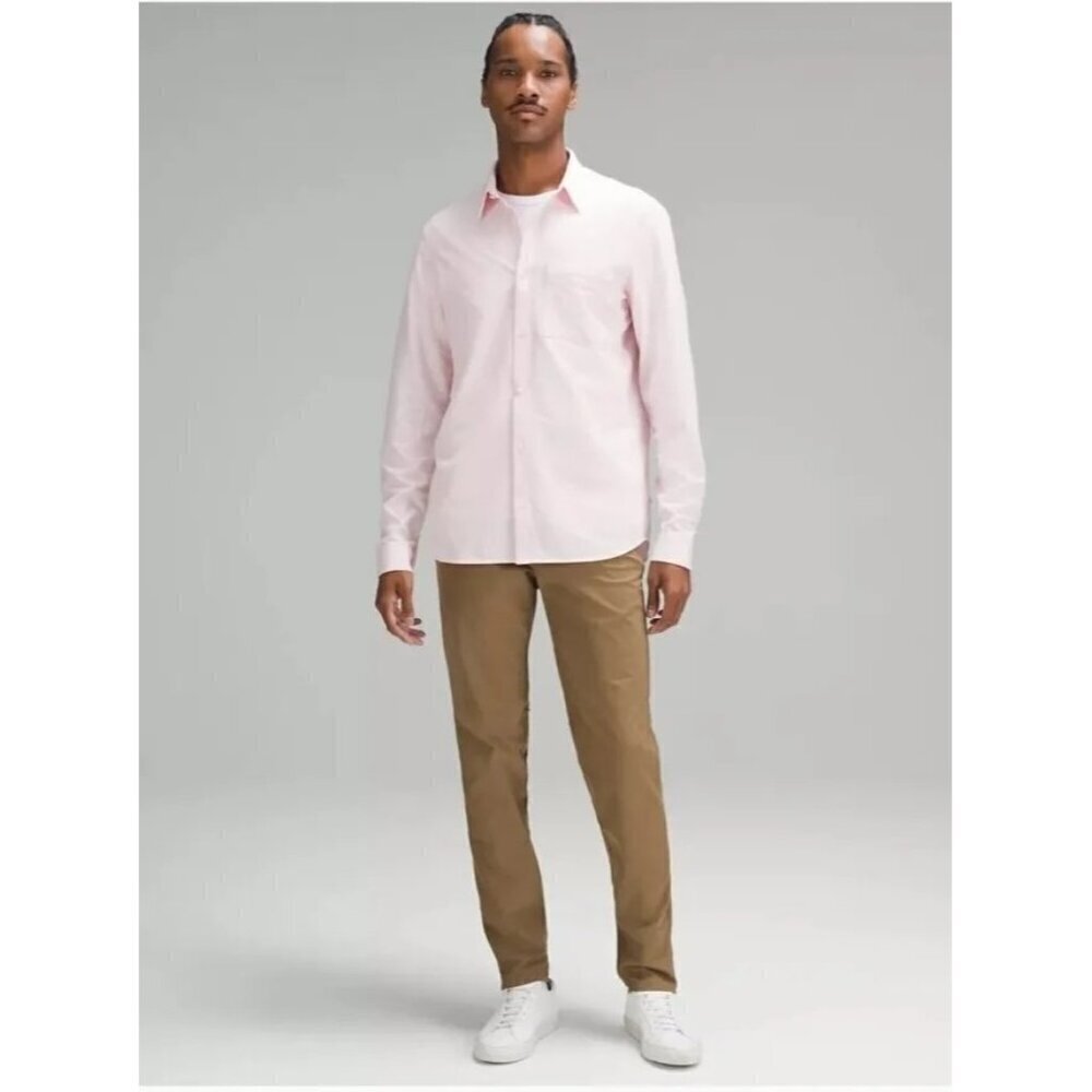 NWT Mens Lululemon Pink Button Down Oxford Shirt Stretch Size L $118 Long Sleeve